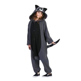 WOTOGOLD Animal Cosplay Costume Racoon Unisex Adult Pajamas, Gray, Small