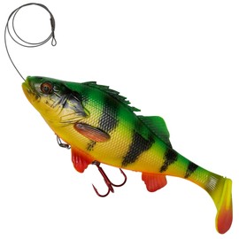 Savage Gear PRE-RIGGED SOFT LURE 4D PERCH SHAD - 20CM - 100, per unit, Firetiger, Firetiger, N°1/0, 20