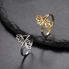 LIKGREAT Lotus Ring Stainless Steel Adjustable Ring Healing Inspiration Lotus