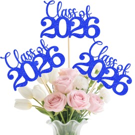 MSZWTDZX Graduation Decorations 2026, 20Pcs Class of 2026 Graduation Centerpieces for Tables, Blue Double-Sided Grad Table Centerpieces with Sticks, Grad Party Decoration Supplies