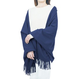 Women’s Winter Pashmina Shawl Wrap with Tassel Lightweight Cashmere Cape Softness Oversized Blanket Blue