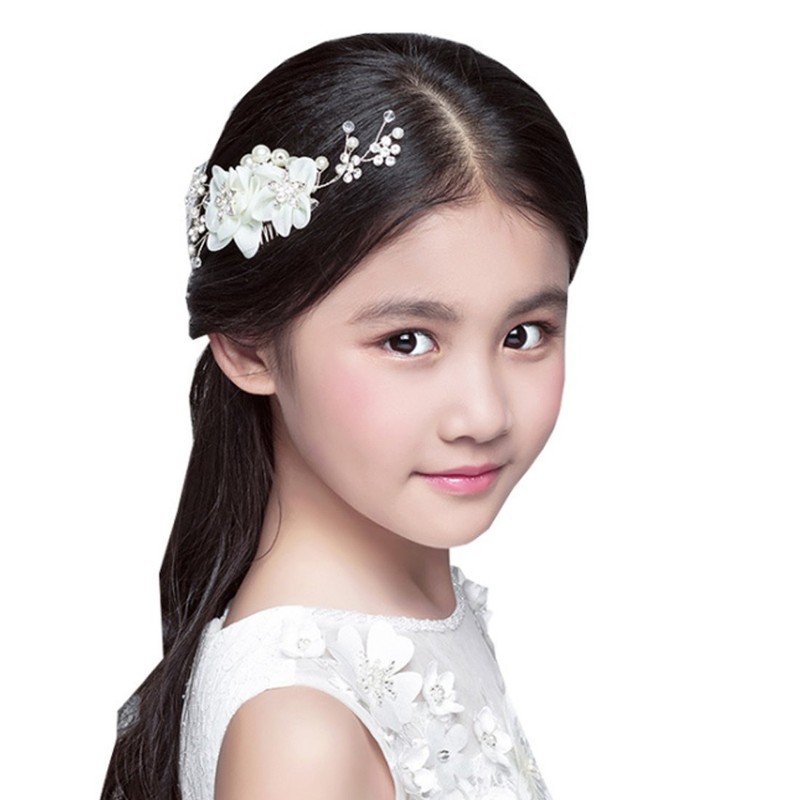 AVILMORE Flower Pearl Hair Comb Hair Ornament Rhinestone with Storage