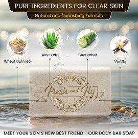 Fresh & Fly Mens Soap Bar for Face, Body 300g - 4X Bigger 4X Longer - Natural Soap for Cleansing (Exfoliating Vanilla)