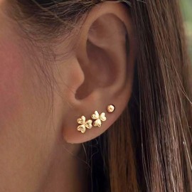 Xduargs Boho Flower Stud Earrings Gold Small Flower Earrings Vintage Floral Flower Earrings Minimalist Flower Circle Earrings Jewelry for Women