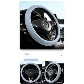 Universal 15 Inch Steering Wheel Cover - Breathable PU Leather with Odorless Rubber Grip, Non-Slip Classic Design, Fits Most Cars & SUVs (Light Blue)