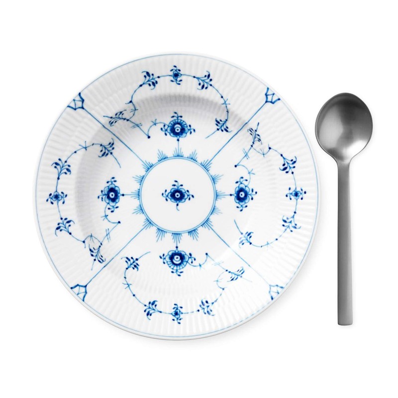 Royal Copenhagen 1017196 Blue Fluted Plain Deep Plate, 9.1 inches