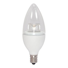Satco S8952 Candelabra Light Bulb in White Finish, 3.75 inches, 4, Clear