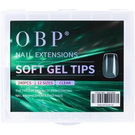 OBP Soft Gel Tips Para Uñas 240 Piezas Diferentes Modelos y Tamaños Uñas Postizas (MOH-04, TRANSPARENTE)