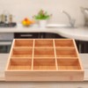 9-Compartments Wooden Divided Tray Shallow: Multifunction Drawer Organizer Veggie Serving