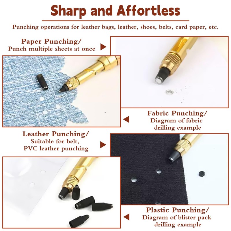 Mnuizu Adjustable Japanese Screw Punch, 6 Tip Sizes Adjustable Screw