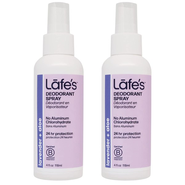 Lafe's Natural Deodorant | 4oz Aluminum Free Natural Deodorant Spray for Women & Men | Paraben Free & Baking Soda Free with 24-Hour Protection | Lavender & Aloe - Formerly Soothe | 2 Pack | Packaging May Vary