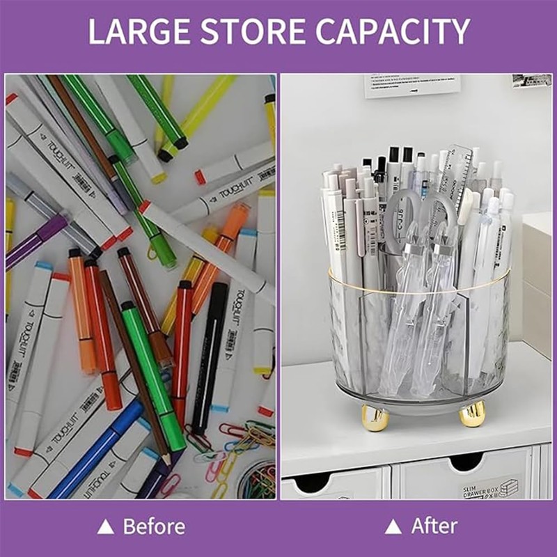 1 pcs 360 Degree Rotating Desk Organizer,Acrylic Pen Organizer with