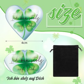 Otuuz Crystal Glass Clover Lucky Charm I Am Stolz auf Dich Heart Shaped Four Leaf Clover Pendant Inspirational Heart Lucky Charm Graduation Gifts for Son Daughter Student Friend