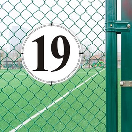 i-CowFun Premium Round Aluminum Number Signs 19 - Metal 12" in Diameter Parking Spot Number Sign Outdoor, Large, for Lot, Aisle, Tennis Court, Building, Dock, Field, Perforated, Weather-Resistant