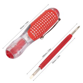 Electric Tester, Mains Tester Screwdriver Electrical Tester Screwdriver 100-500V Circuit Current Voltage Detector Pen Screwdriver Slotted Screw Driver Pen with Skid-Proof Handle - Red