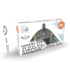AK Acrylics 3Gen Aircraft Set AK11734 WWII US Aircraft Interior Colors Set 3G (6x17ml)