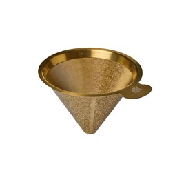 ATHIA GOLDEN DRIPPER, STAINLESS STEEL COFFEE FILTER, PAPERLESS FILTER, REUSABLE COFFEE FILTER, COMPATIBLE WITH MSOT COFFEE MAKERS (Golden, Cone Shape)