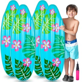 Foilswirl 4 Pcs 3 ft Luau Inflatable Surfboard for Beach Inflatable Surf Board Luau Decoration Tropical Inflatable Pool Surfboard Float for Surf Hawaiian Theme Summer Sea Party