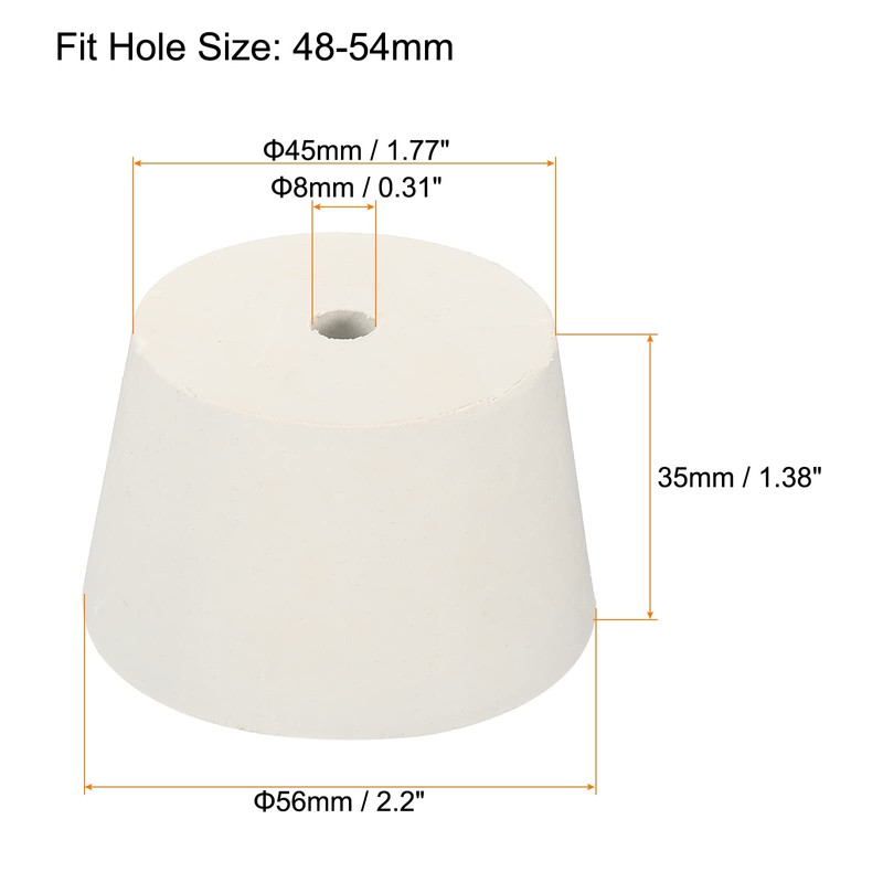 sourcing map Rubber Tapered Plug 45mm to 56mm with 8mm