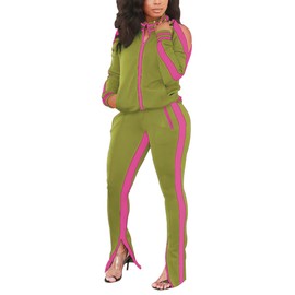 TOPONSKY Women's Sweatsuits Outfit Plus Size Women Jogging Suit Set Sweat Green Rose L