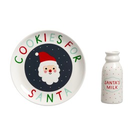 Kate & Milo Cookies For Santa Plate and Santa's Milk Jug, Christmas Eve Traditions, Kids Holiday Activities, Christmas Décor Set