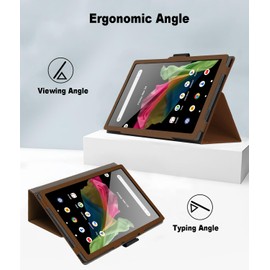 Keihok Case for Acer Iconia Tab A10 10.1 inch Tablet Cover with Hand Strap and Pencil Holder, Folding Stand Flip Case for Acer Iconia Tab A10. (Brown)