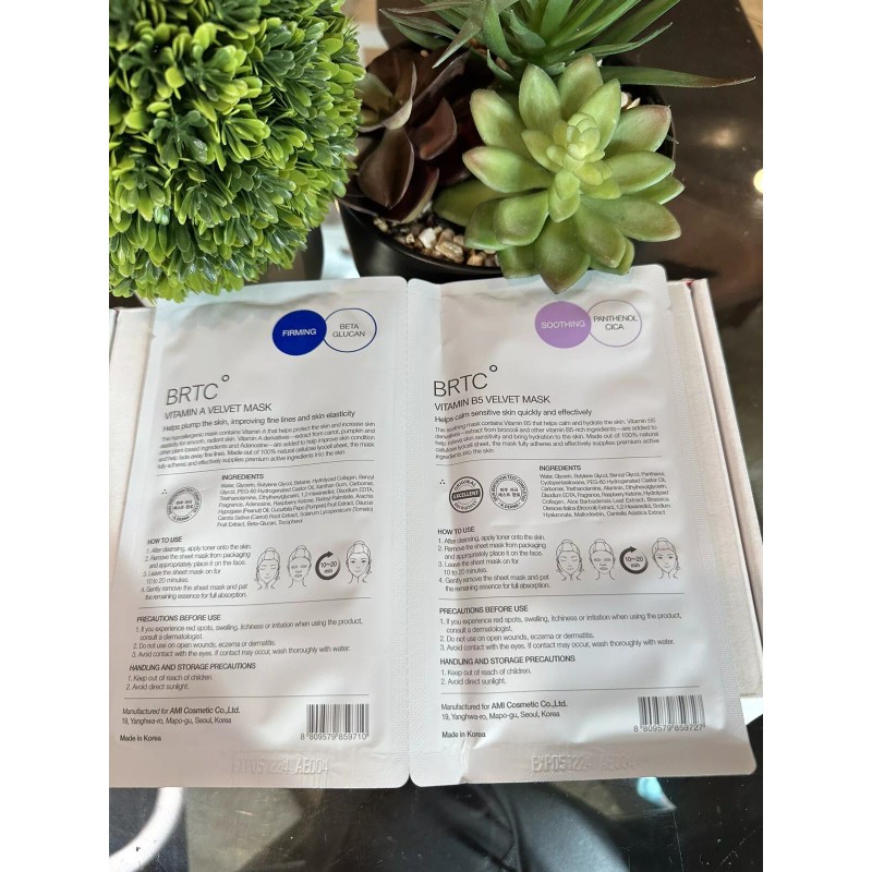 BRTC Vitamin B5 Velvet Mask & Vitamin A Velvet Mask