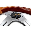 Up_Gear_Performance Universal 350MM 6-Hole Class Dark Wood Grip Chrome 3-Spoke