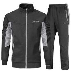 YSENTO Men's Tracksuits Sweat Track Suits Set 2 Piece Jogging Suits Warm Up Sweatsuits Outfits Dark Grey XL