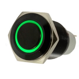 E Support 16mm 12V 3A Car Green LED Light Angel Eye Metal Push Button Toggle Switch Black Shell