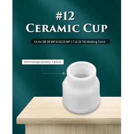 #12 Ceramic Cup White TIG Welding Cup fit Torch WP 9/20/25 Series with 3/32” Diffuser 5pk