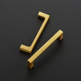 Ravinte 5 Pack Solid 4 Inch Kitchen Square Cabinet Handles Brushed Brass Cabinet Pulls Drawer Pulls Kitchen Cabinet Hardware Handles