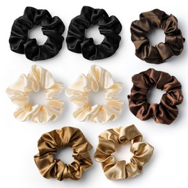 8 Pezzi Scrunchies per Capelli, Scrunchies in Seta per Donne e Ragazze, Accessori per Capelli in Chiffon, Elastici per Capelli in Morbido Raso per Ricci e Lisci