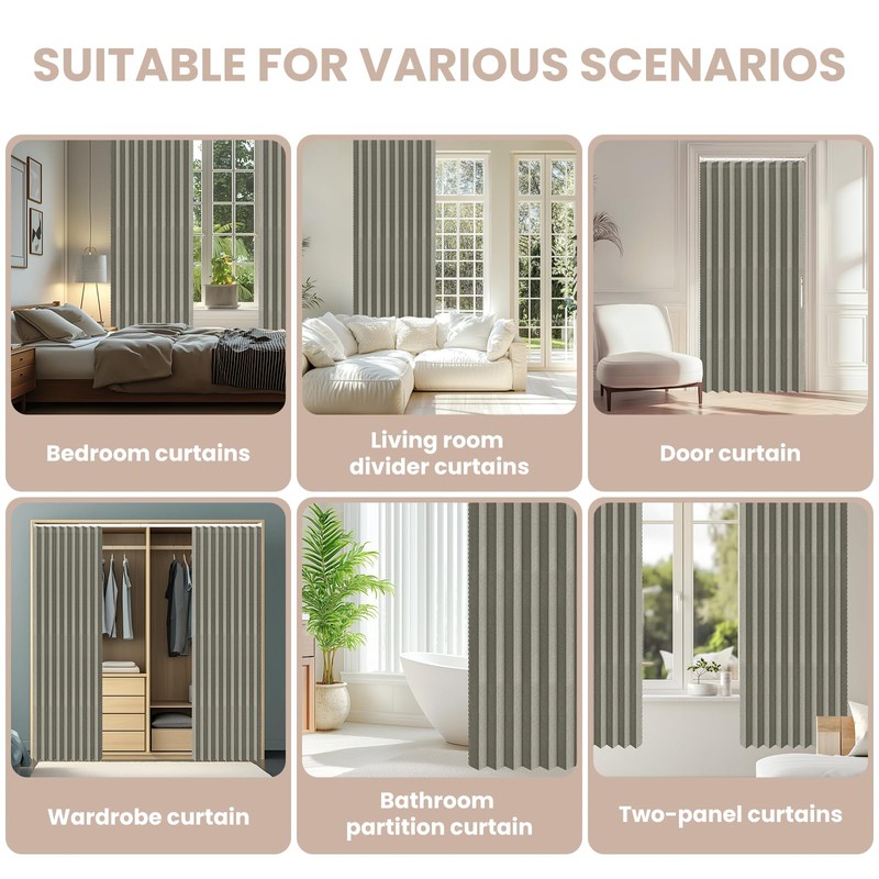 AJAZZ 100% Blackout Accordion Doors Interior Invisible Folding Door for