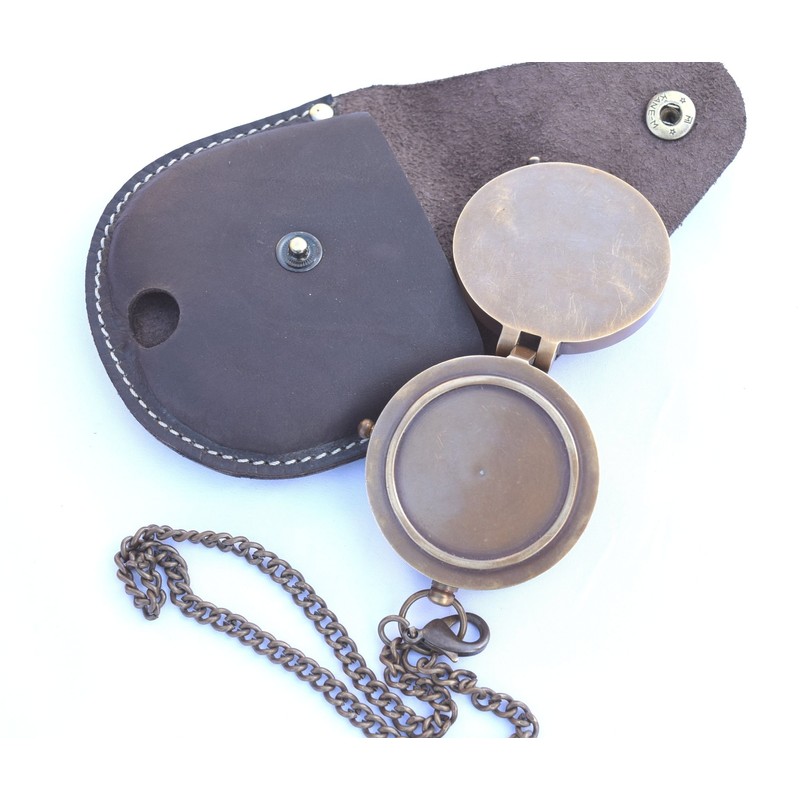 NEOVIVID Engraved Compass, Pocket Compass, Brass Compass with Leather Carry