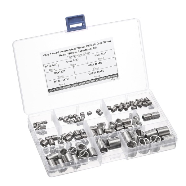 sourcing map 120pcs Wire Thread Insert Kit M3 M4 M5