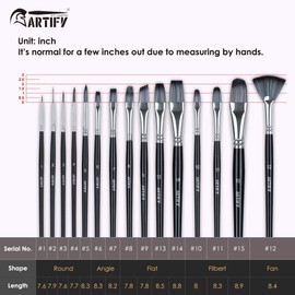 ARTIFY 15 Pcs Acrylic Oil Painting Watercolor Gouache Watercolor Painting Brushes Pop Up Painting with Carrying Case and 2 Palette Knifes/Sponges - Black