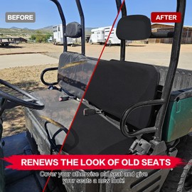 smotrcc UTV Ranger Seat Covers Compatible with Polaris Ranger 500 700 800 2002-2008, Heavy Duty Waterproof PU Coating Ranger Black Seat Cover