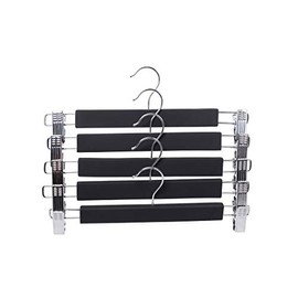 Better Space Ganchos para Falda de Madera, Recubiertos con Caucho, con Pinzas de Metal Cromado, Garfio Giratorio 360° (Set de 10 pza)