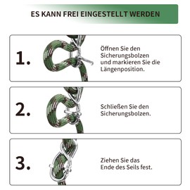 Set of 2 Swing Attachment Rope Hammock, 120 cm Adjustable Swing Rope Suspension Hanging Chair Set with Carabiner Outdoor Playground Swing Tree Swing Nest Hanging, Diameter 12 cm / 453 kg