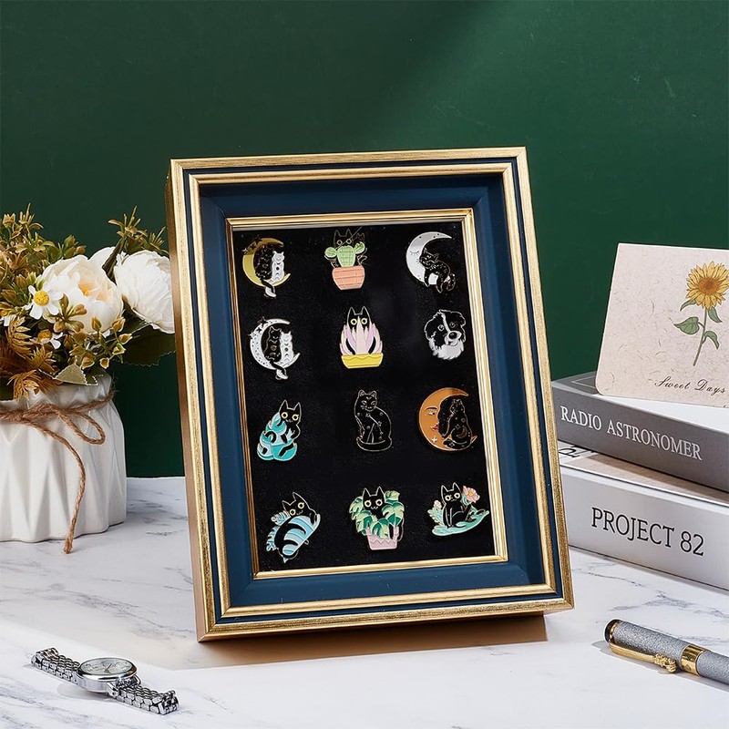 OLYCRAFT Pin Display Case, Badge Case, Medal Display Frame, Wooden