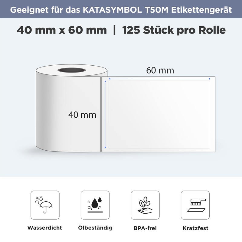 SUPVAN Katasymbol T50M Label Tape Paper, Waterproof Labels for Home,