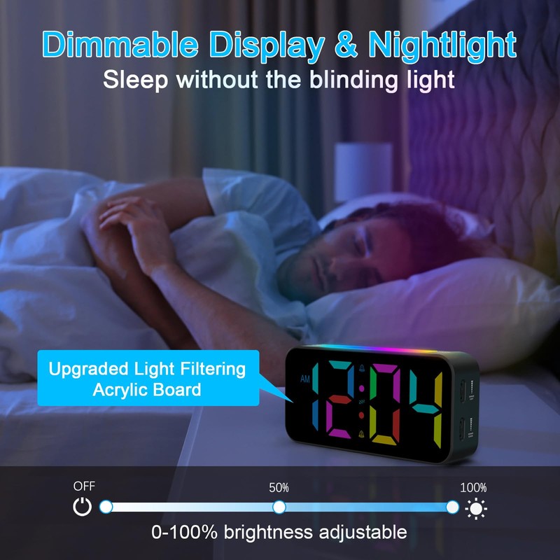 UPOWA Extra Loud Alarm Clock with Bed Shaker for Heavy