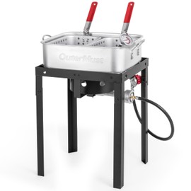OuterMust 58,000 BTU Outdoor Fryer, 18 Qt. Deep Fryer Pot and 2 Inner Baskets, Ideal for Frying Fish, Chicken Wings, French Fries