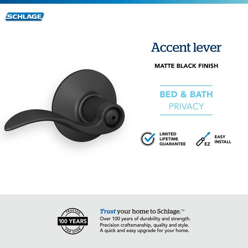 Schlage F40 ACC 622 Accent Door Lever, Bed & Bath