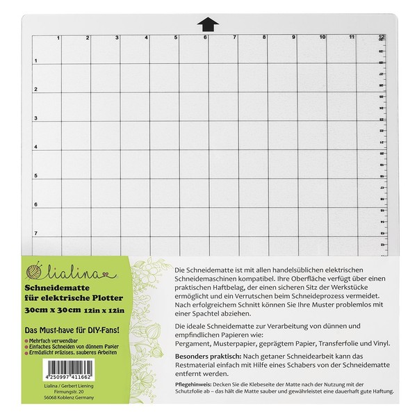Lialina ® Cutting Mat for All Standard Electric Cutting Plotters/Grids