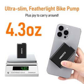 Tiny Pump Mini Bike Tire Pump with Gauge, 120PSI Portable Electric Bicycle Air Pump, Auto Stop, Type-C Rechargeable Battery with Presta and Schrader Valve