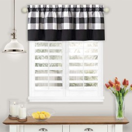 Achim Home Furnishings Hunter Window Curtain Tier Pair and Valance Set, 57" x 36", Black