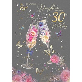 Cherry Orchard Fabulous Daughter 30th Age 30 Birthday Card - Champagne Glasses Flowers (EL376)
