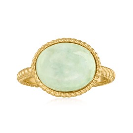 Ross-Simons Jade Roped Ring in 18kt Gold Over Sterling. Size 7